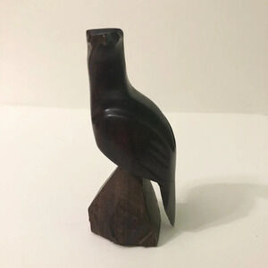 Vintage Hand Carved  Eagle Bird Hawk Wooden Statue 5.5 Inch Tall